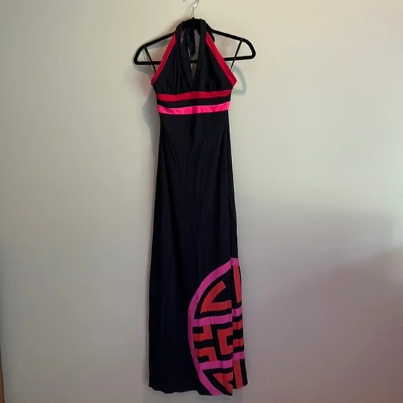 orange and navy maxi dress Tuscan Moon Maxi Dress Navy/Orange